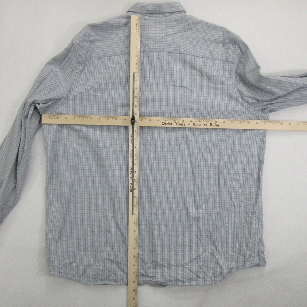 Banana Republic Mens XXL Tall Standard Fit Plaid Cotton Button Down Shirt Blue